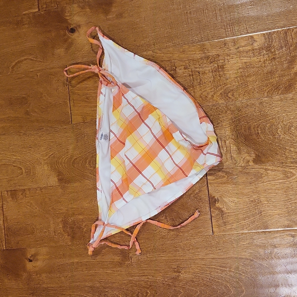 Women's Old Navy Orange Yellow and White Check Swim Bottom, Bottom Only Size XL